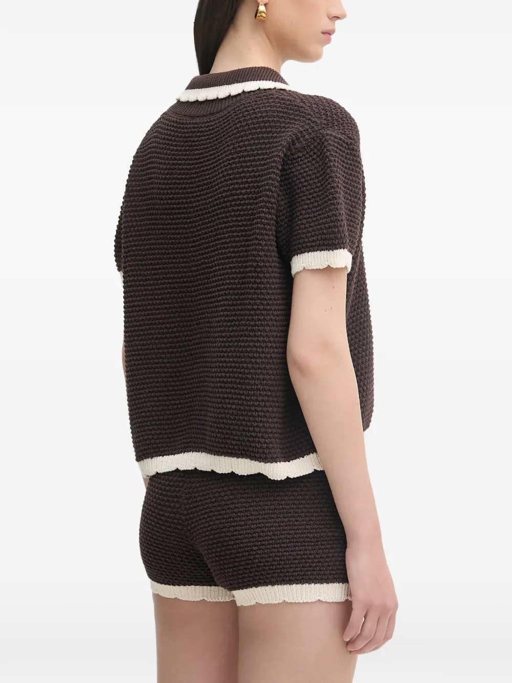 Haveone Shortsset en overhemd met contrasterende afwerking Bruin