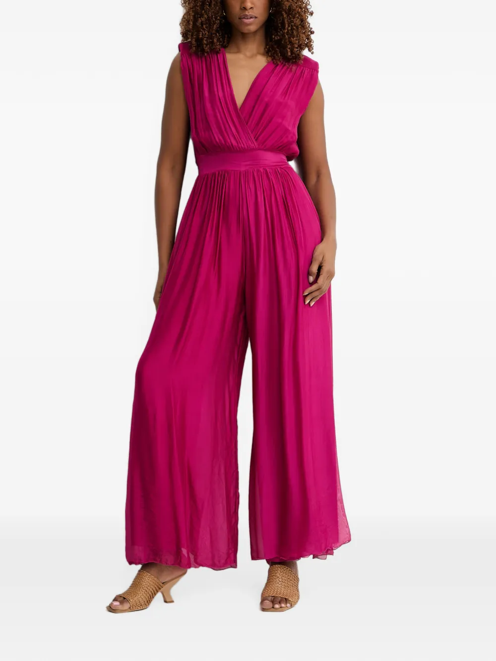Haveone pleated wide-leg jumpsuit - Rosa