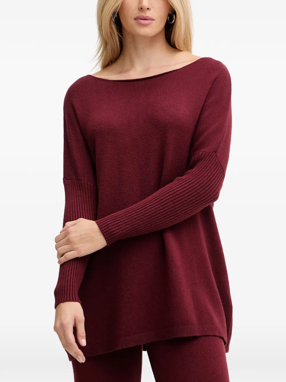 Haveone ribbed-knit trousers and sweater set - Rosso