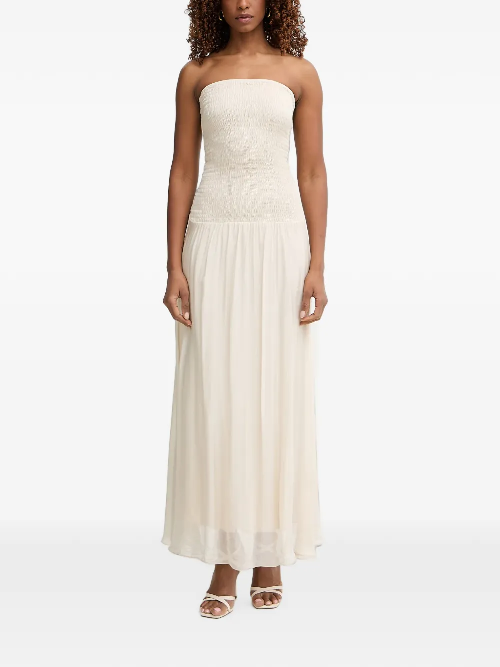 Haveone shirred strapless dress