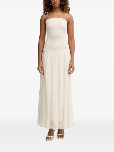 Haveone shirred strapless dress
