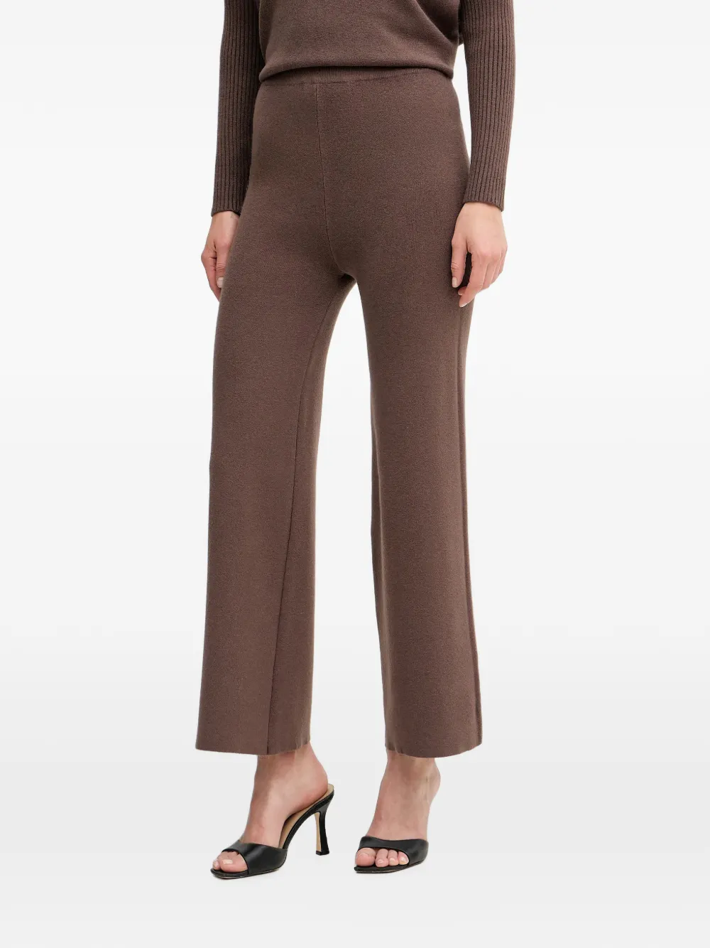 Haveone Ribgebreide broek en trui Bruin