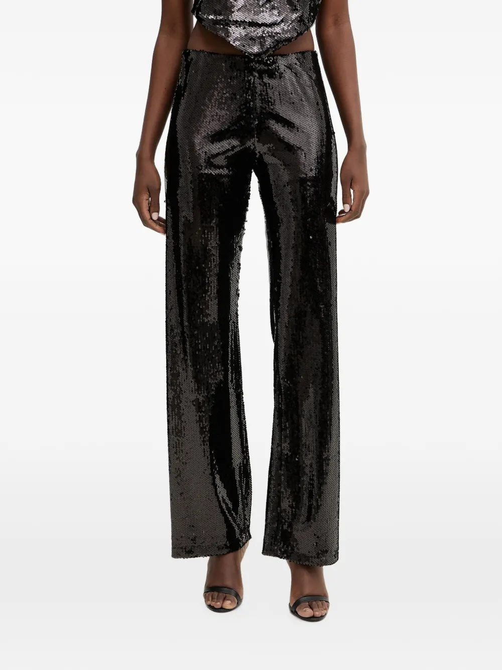 Haveone Sequin-embellished Trousers In Black