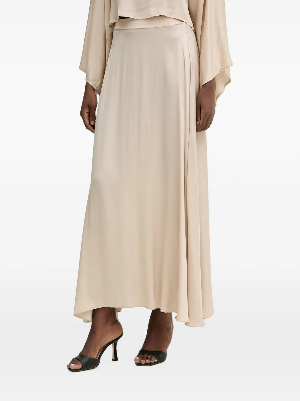 Haveone satin-finish flared maxi skirt - Toni neutri