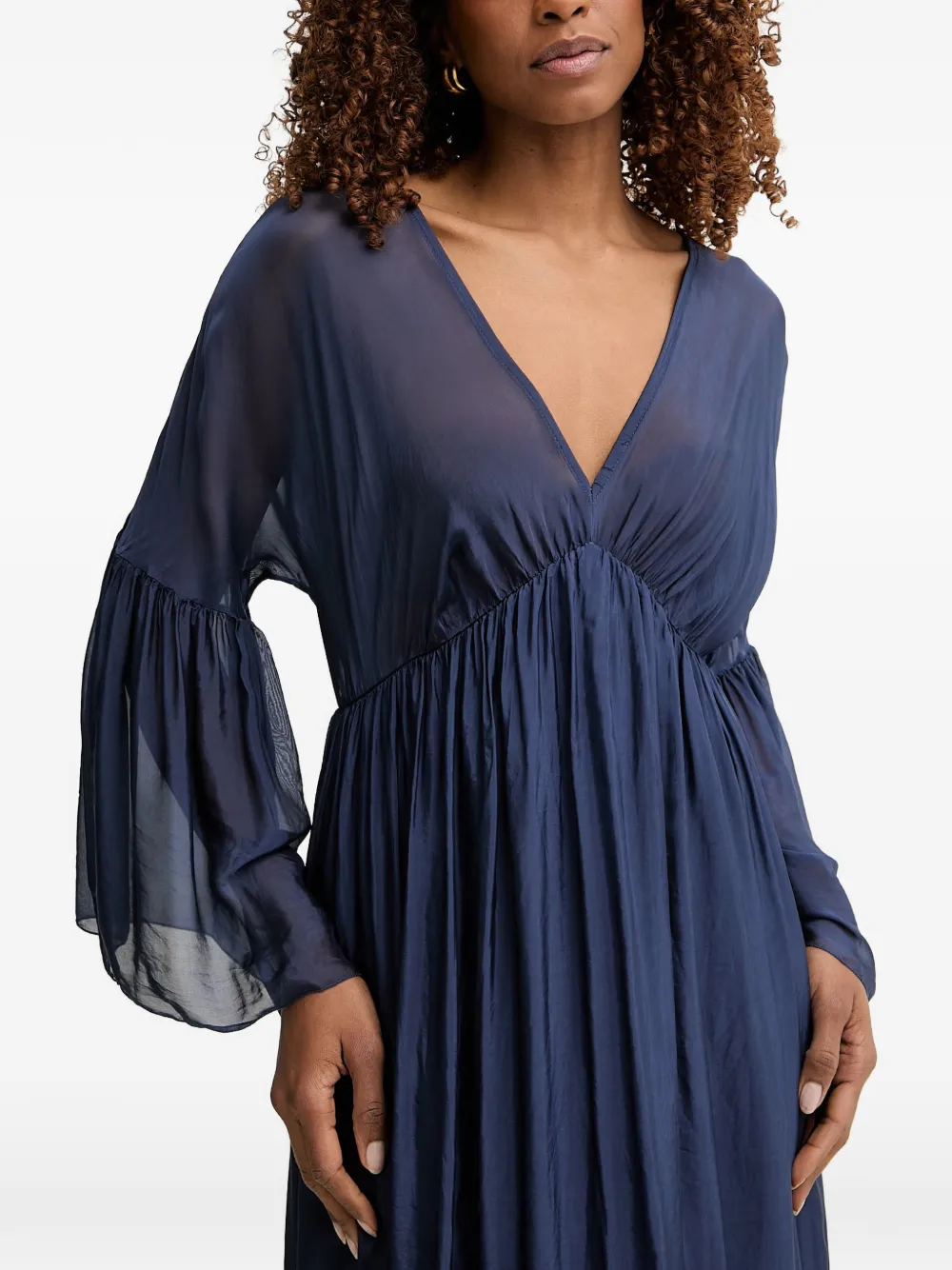 Haveone pleated V-neck maxi dress - Blau