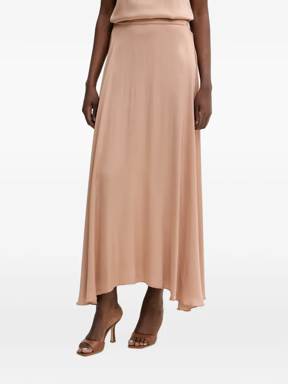 Haveone satin-finish flared maxi skirt - Nude