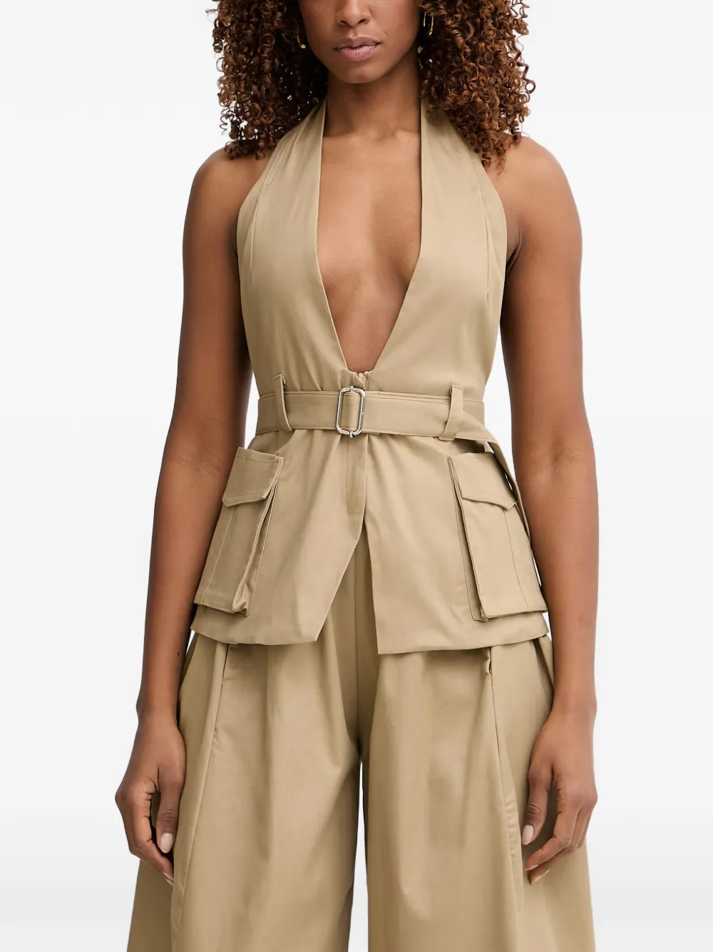 Haveone belted halterneck top - Toni neutri
