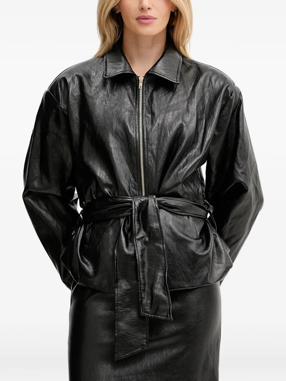 Haveone belted zip-up jacket - Schwarz