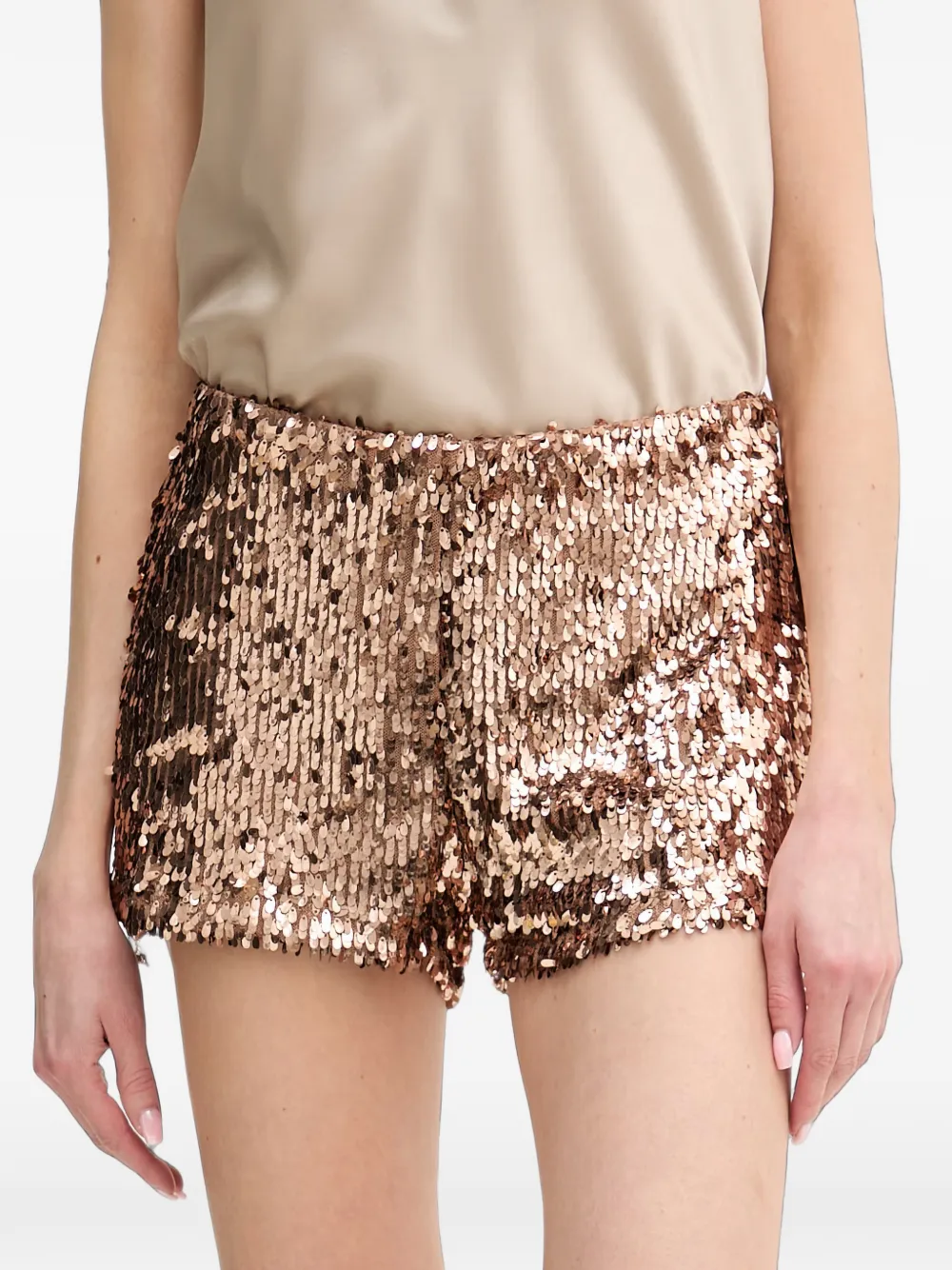 Haveone Shorts verfraaid met pailletten Bruin