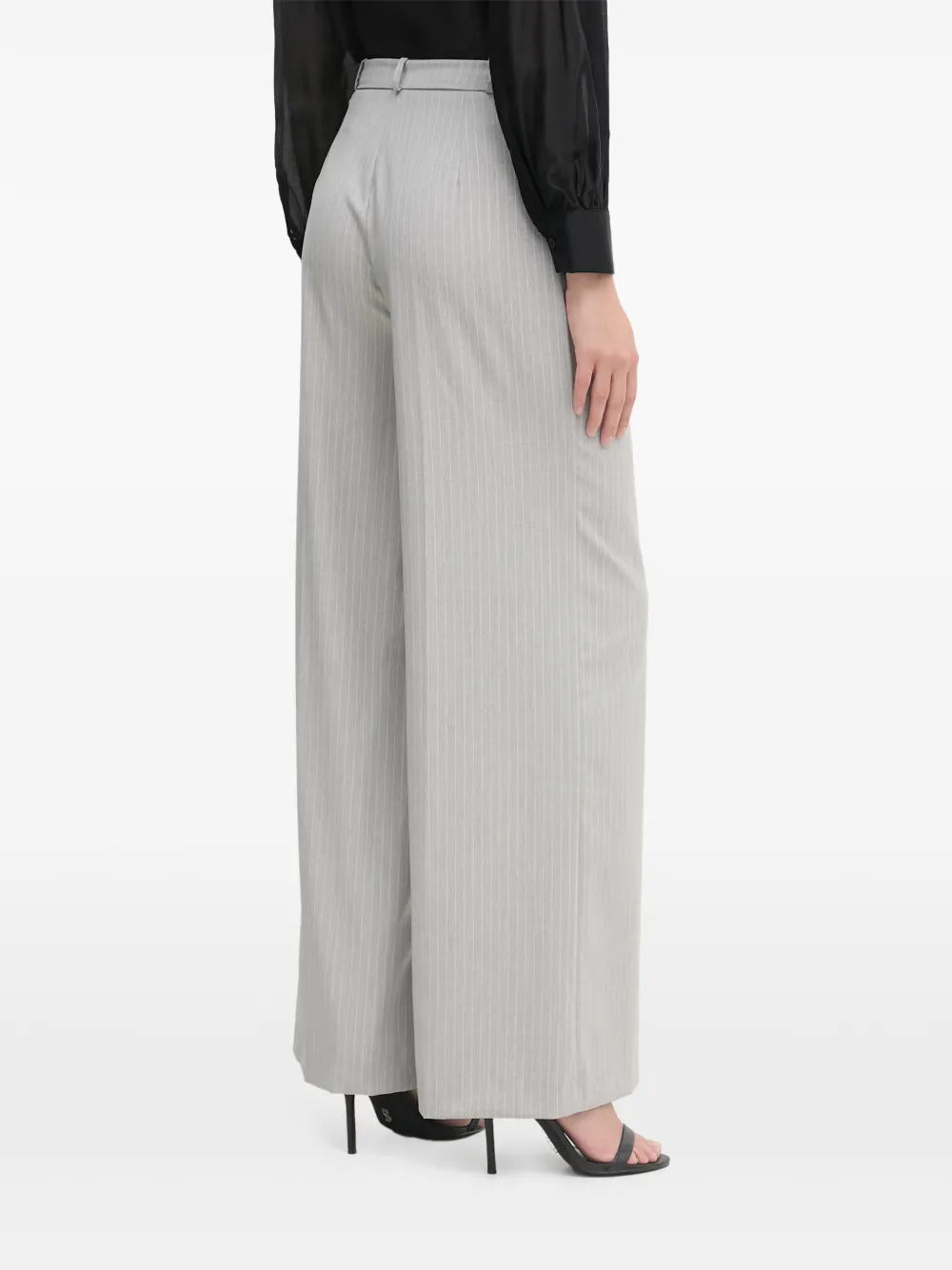 Haveone Broek met krijtstreep en riemlussen Grijs