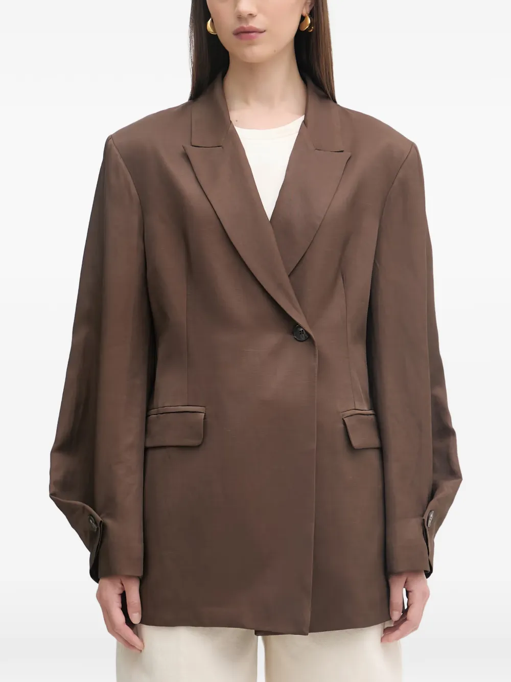 Haveone single-breasted puff-sleeve blazer
