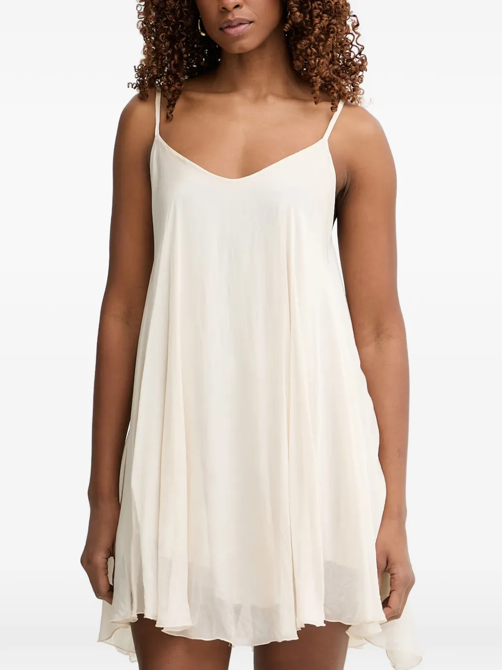 Haveone V-neck pleated mini dress - Neutrals