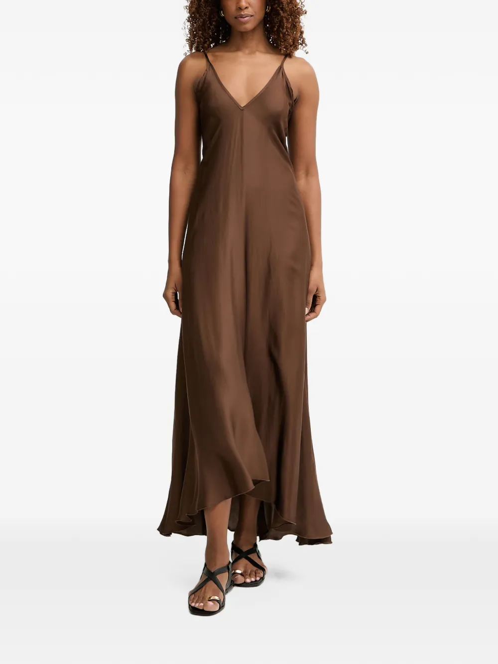Haveone V-neck tie-back maxi dress - Marrone