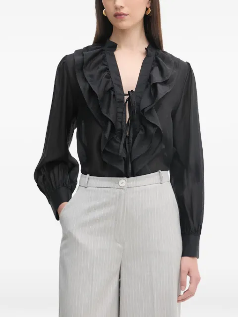 Haveone ruffled tie-fastening blouse