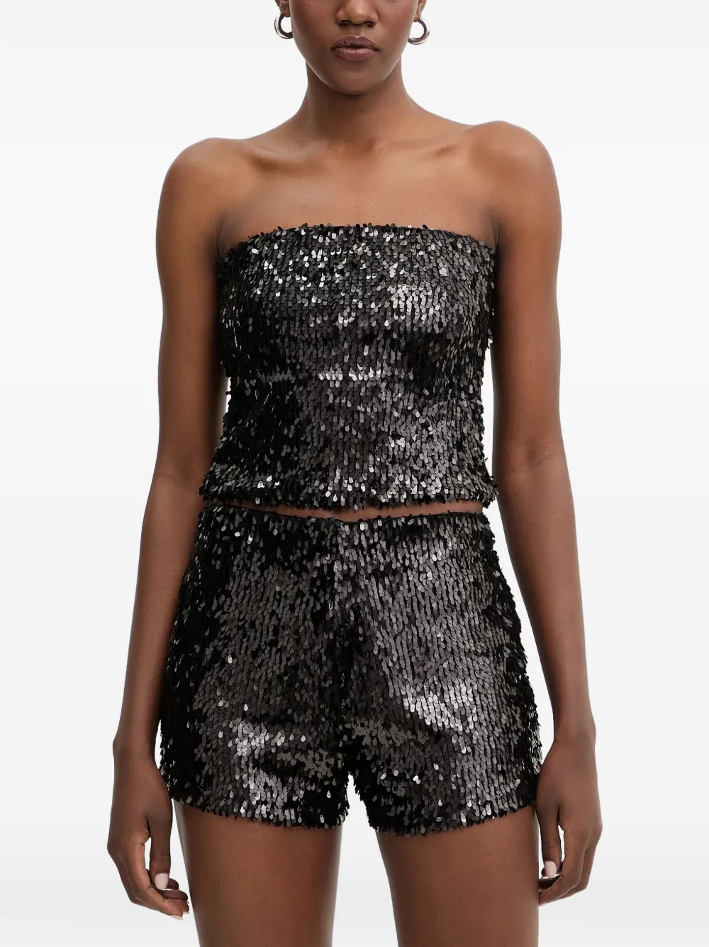 Haveone Sequin-embellished Strapless Top In Black