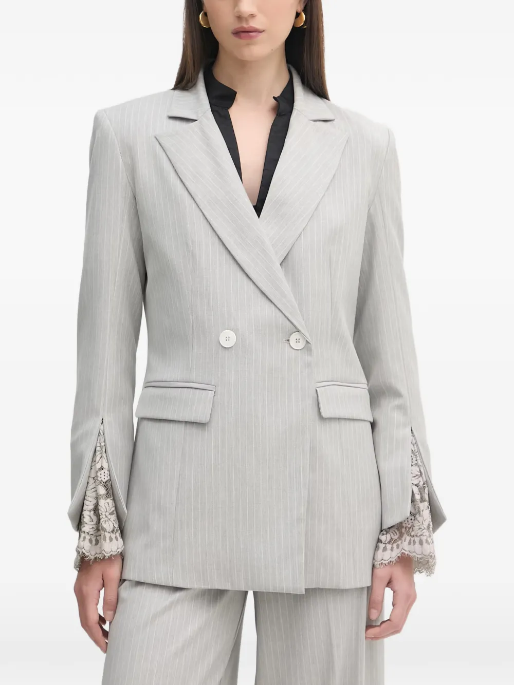 Haveone pinstripe-pattern double-breasted blazer - Grey