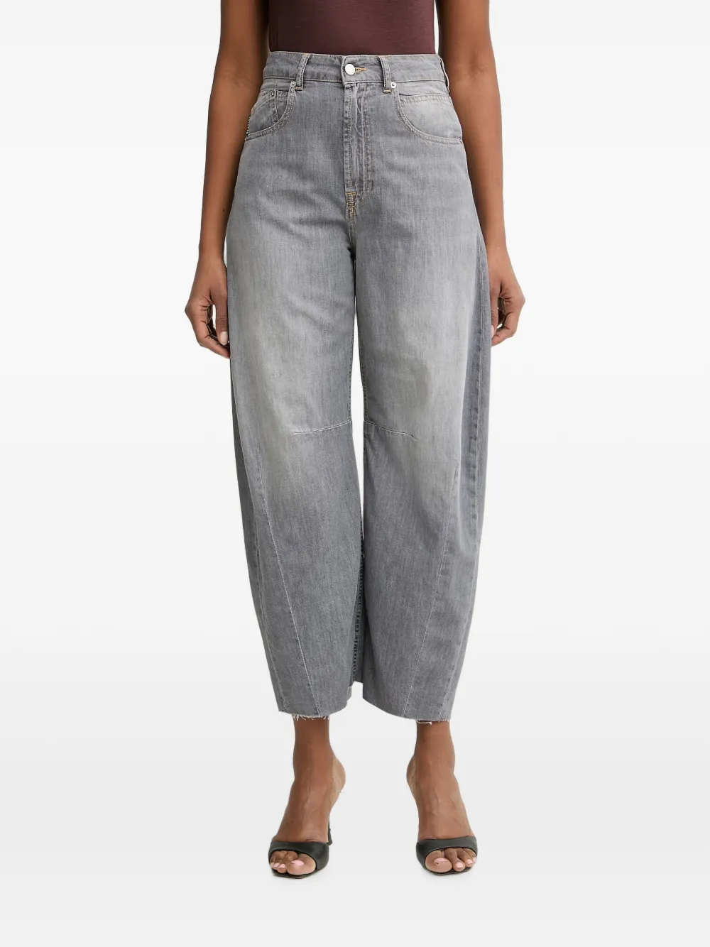 Haveone Barbara faded-effect raw-cut jeans - Grigio