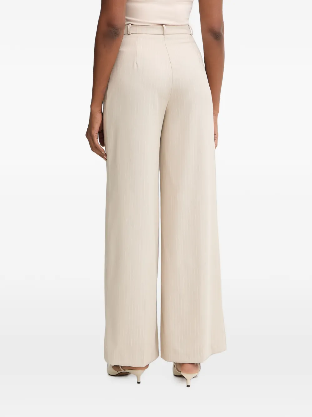 Haveone Broek met wijde pijpen Beige