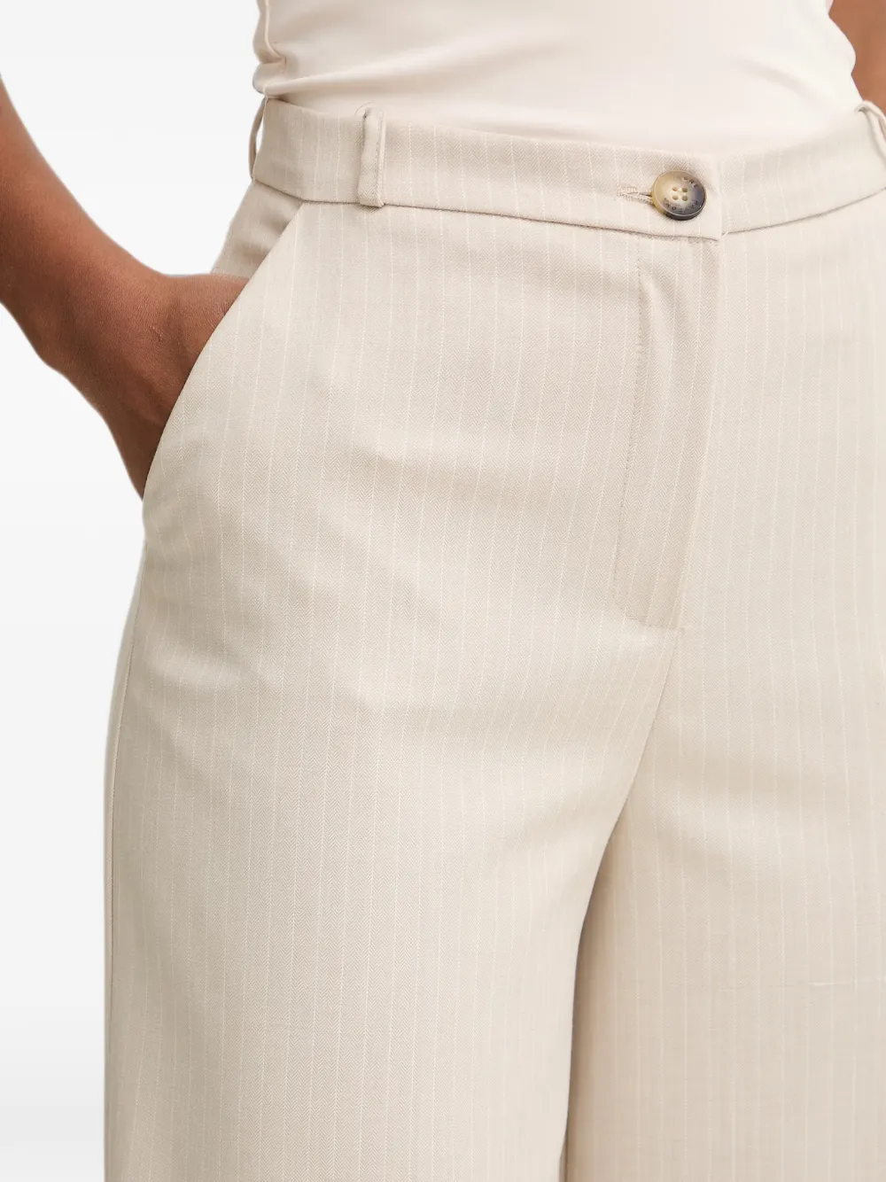 Haveone Broek met wijde pijpen Beige