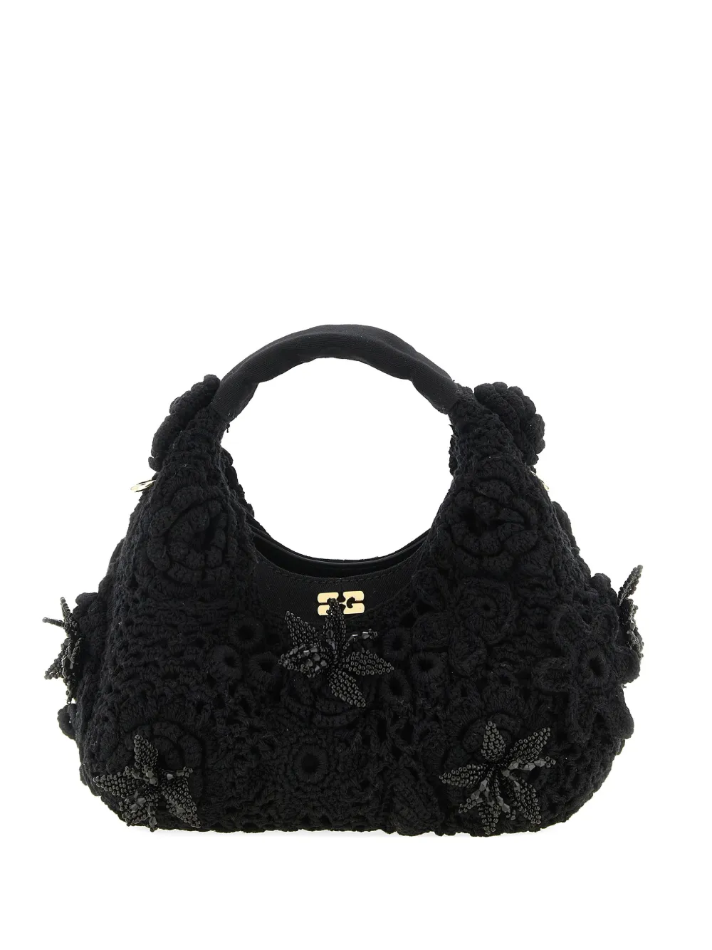 GANNI beaded crochet tote bag - Nero