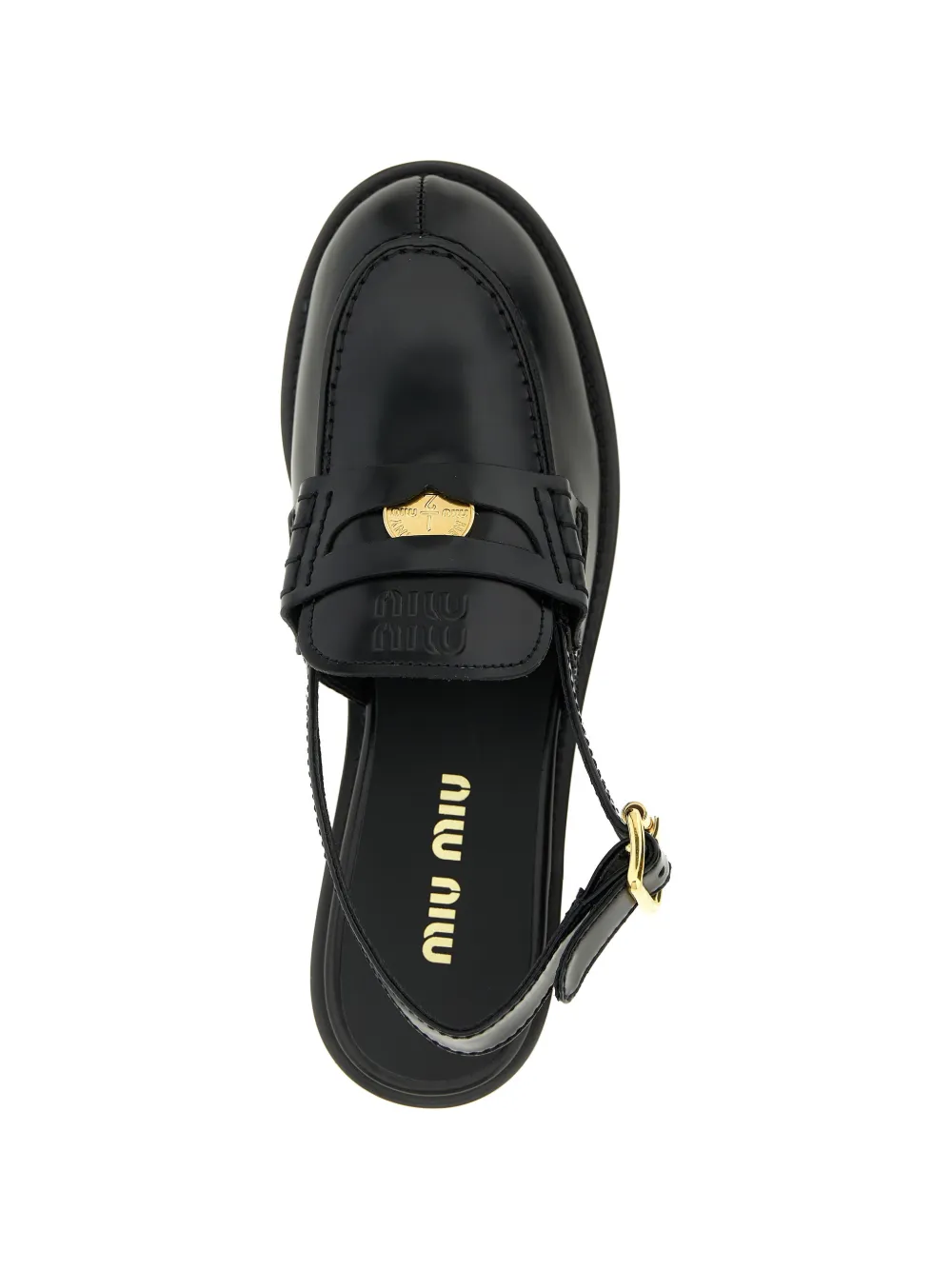 Miu leather loafers Zwart