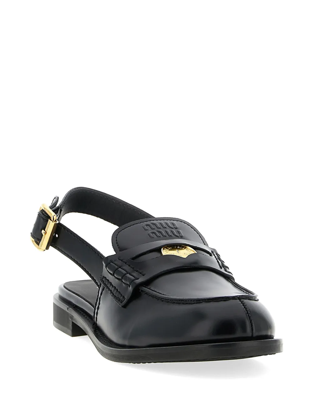 Miu leather loafers Zwart