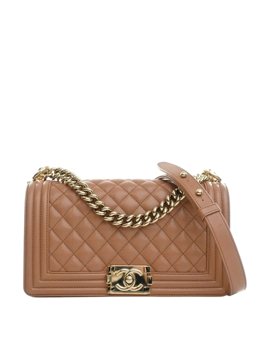 CHANEL Pre-Owned 2021-2025 Old Medium Quilted Caviar Boy Flap crossbody bag - Brown
