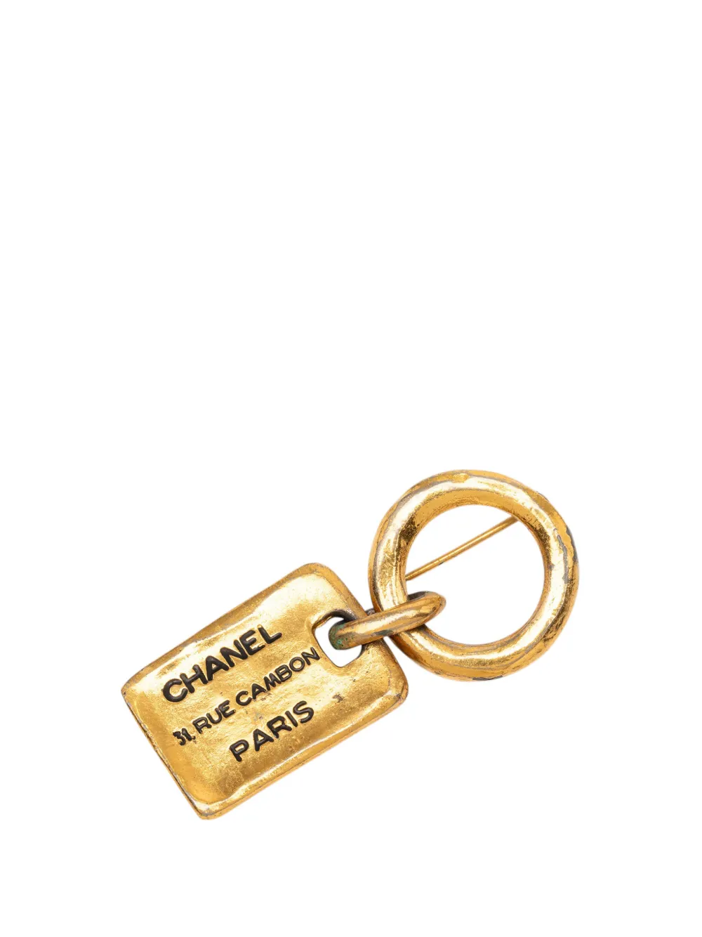 CHANEL Pre-Owned 1950-1970 Gold Plated Rue Cambon Tag Brooch costume brooch - Oro