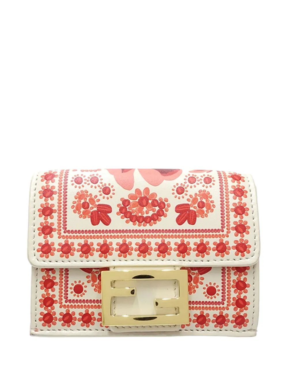 Fendi Pre-Owned 2010-2026 Leather Coral Bandana Baguette Micro Trifold Wallet small wallets - Rot