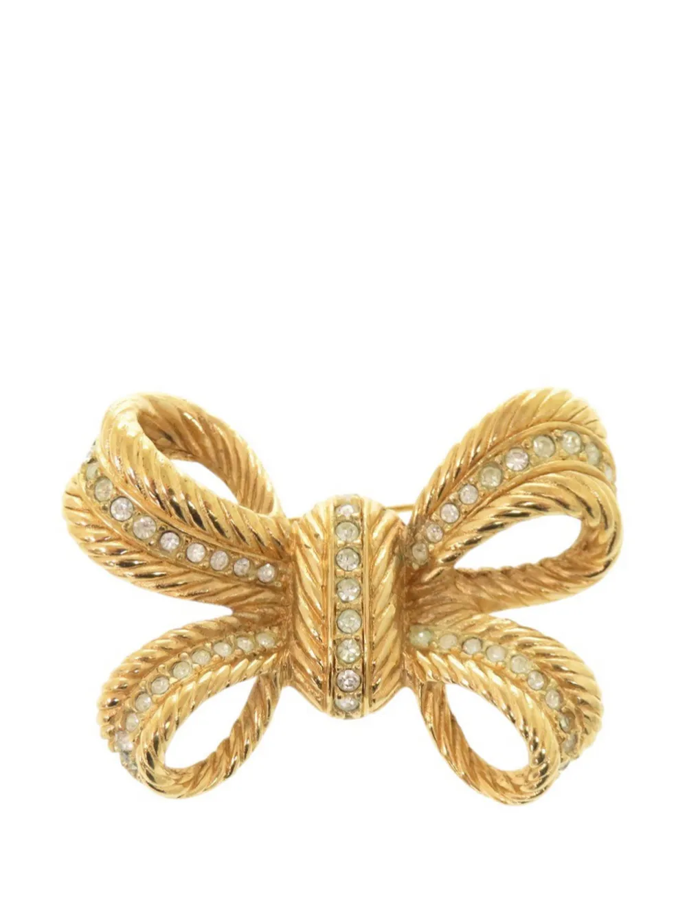 Christian Dior Pre-Owned 20th Century Gold Plated Strass Bow Brooch costume brooch - Oro