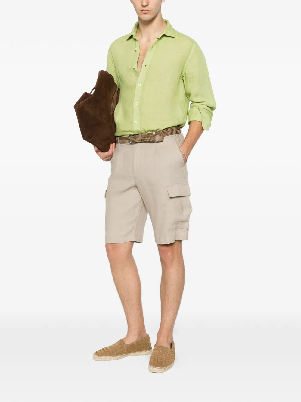 Alley Docks 963 Geplooide cargo shorts Beige