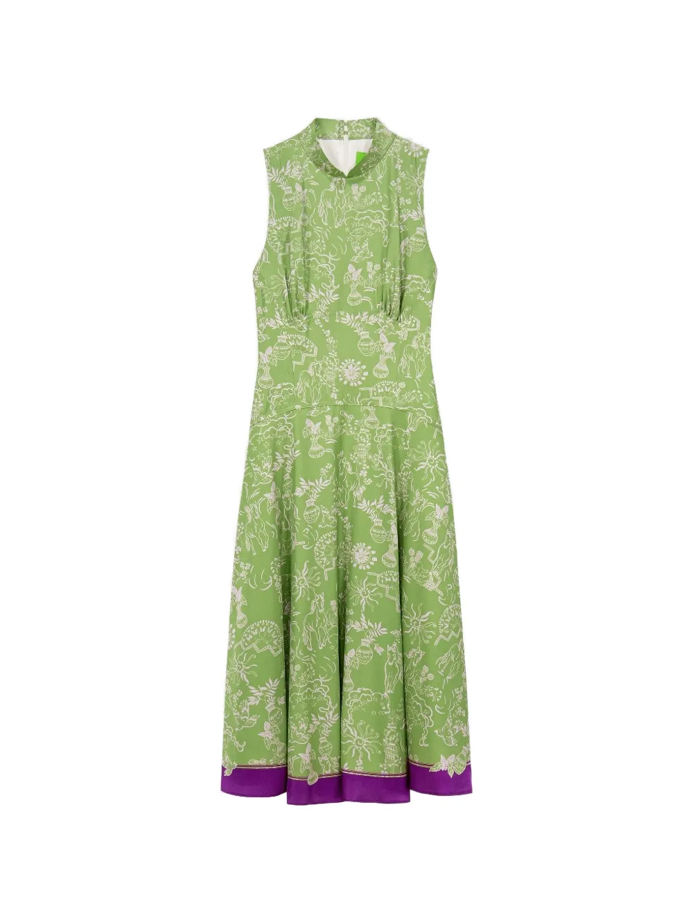 Shanghai Tang mulberry silk midi dress - Verde
