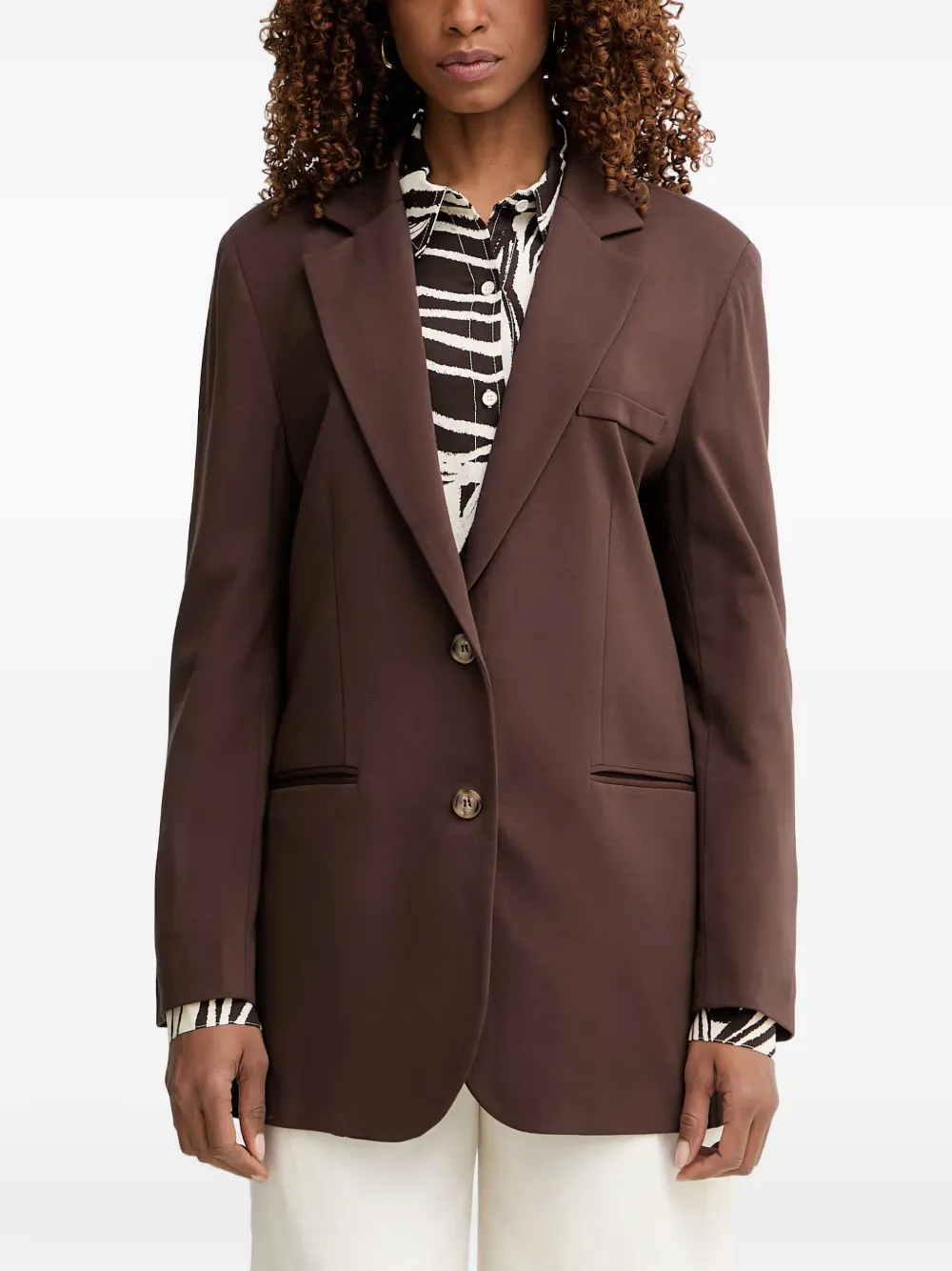 Haveone single-breasted long-sleeve blazer