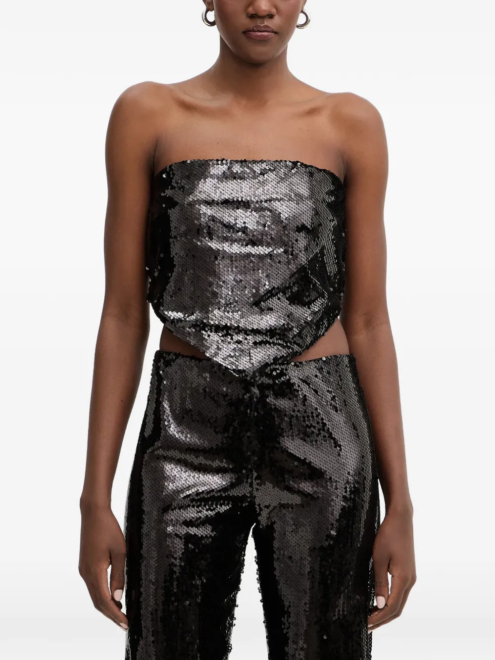 Haveone sequin-embellished strapless top - Nero