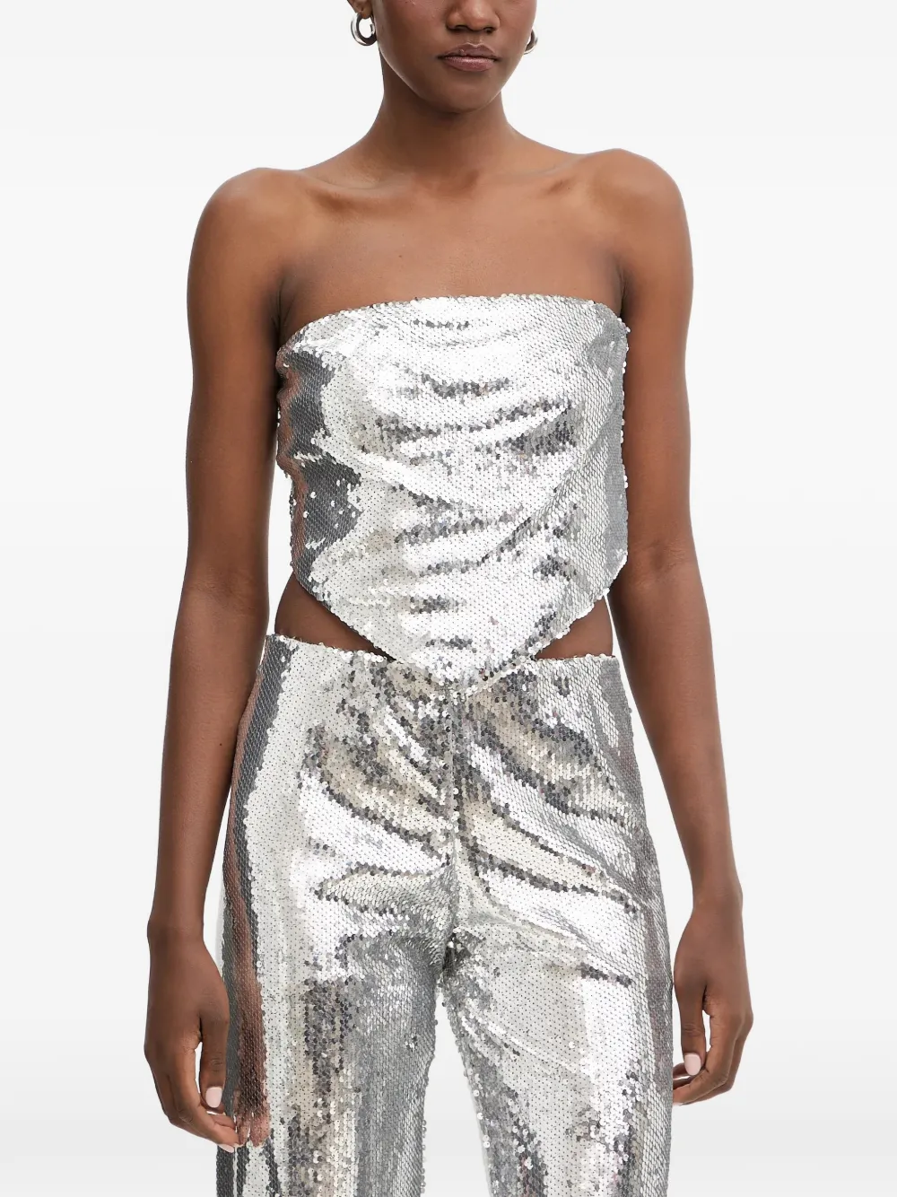 Haveone sequin-embellished bandeau top - Silber
