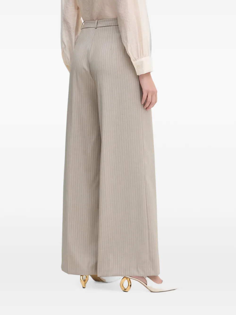 Haveone Broek met wijde pijpen Beige