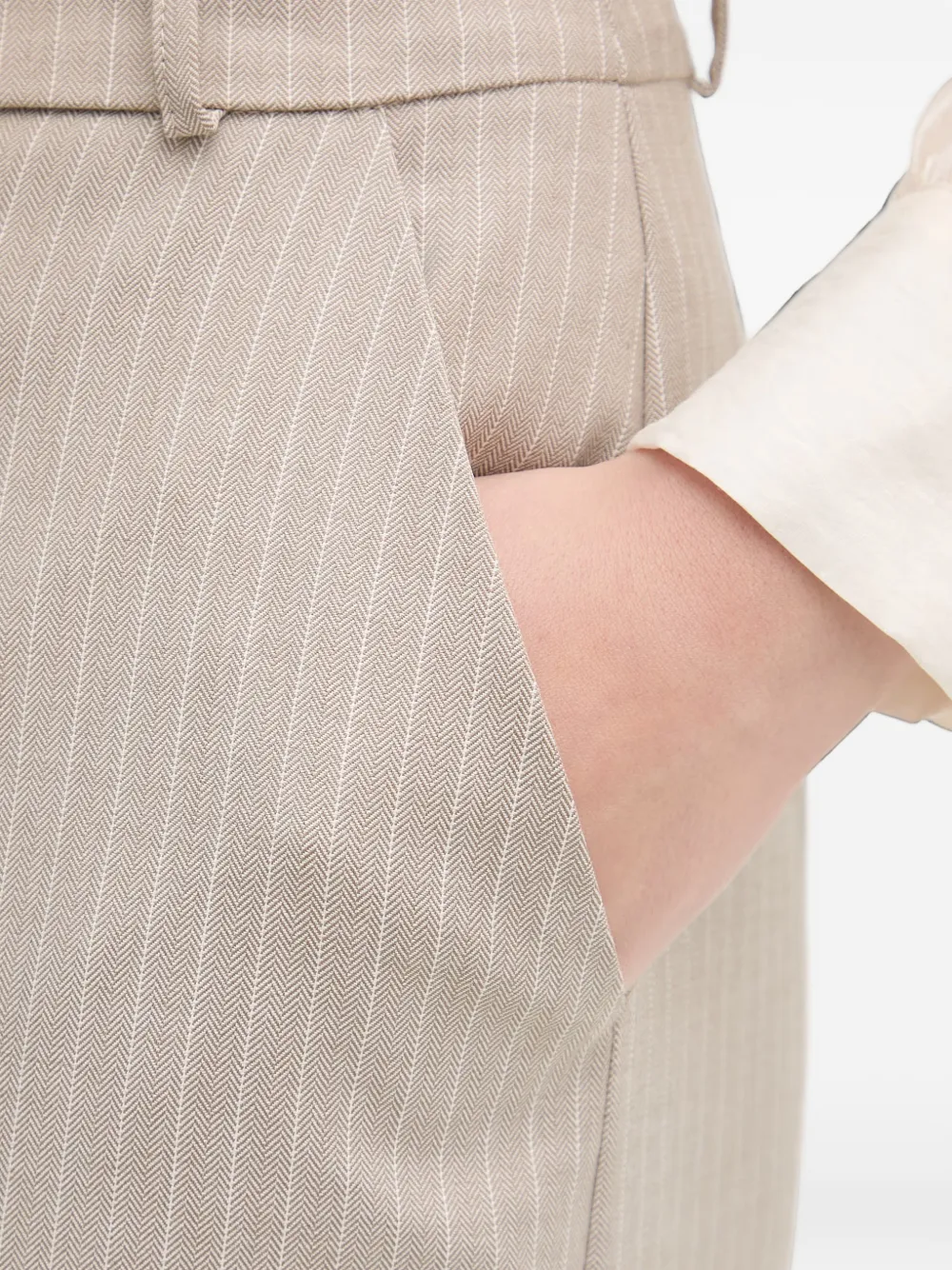 Haveone Broek met wijde pijpen Beige