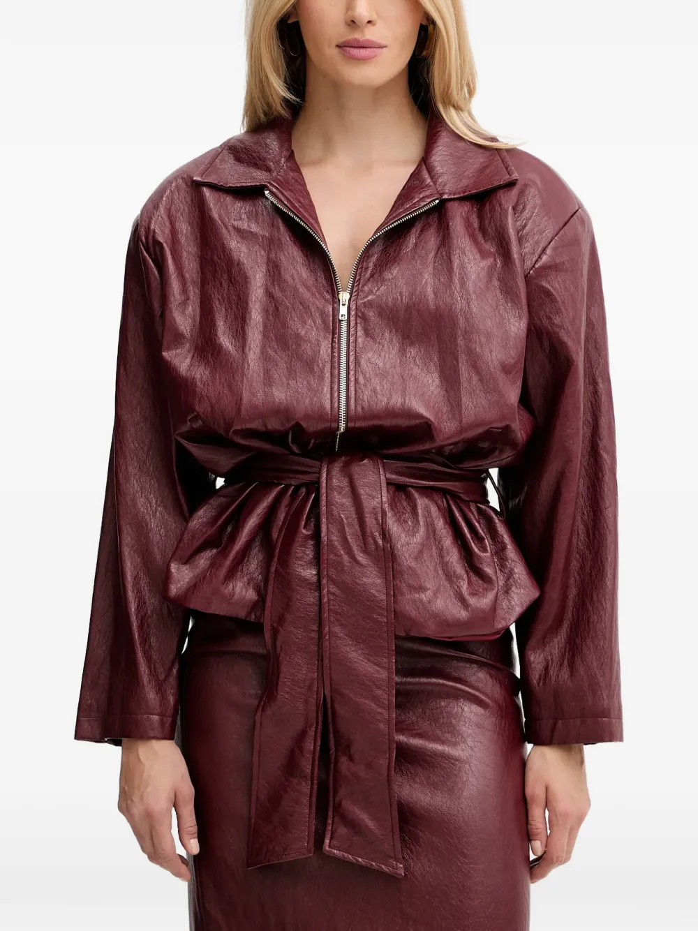 Haveone belted zip-up jacket - Rosso
