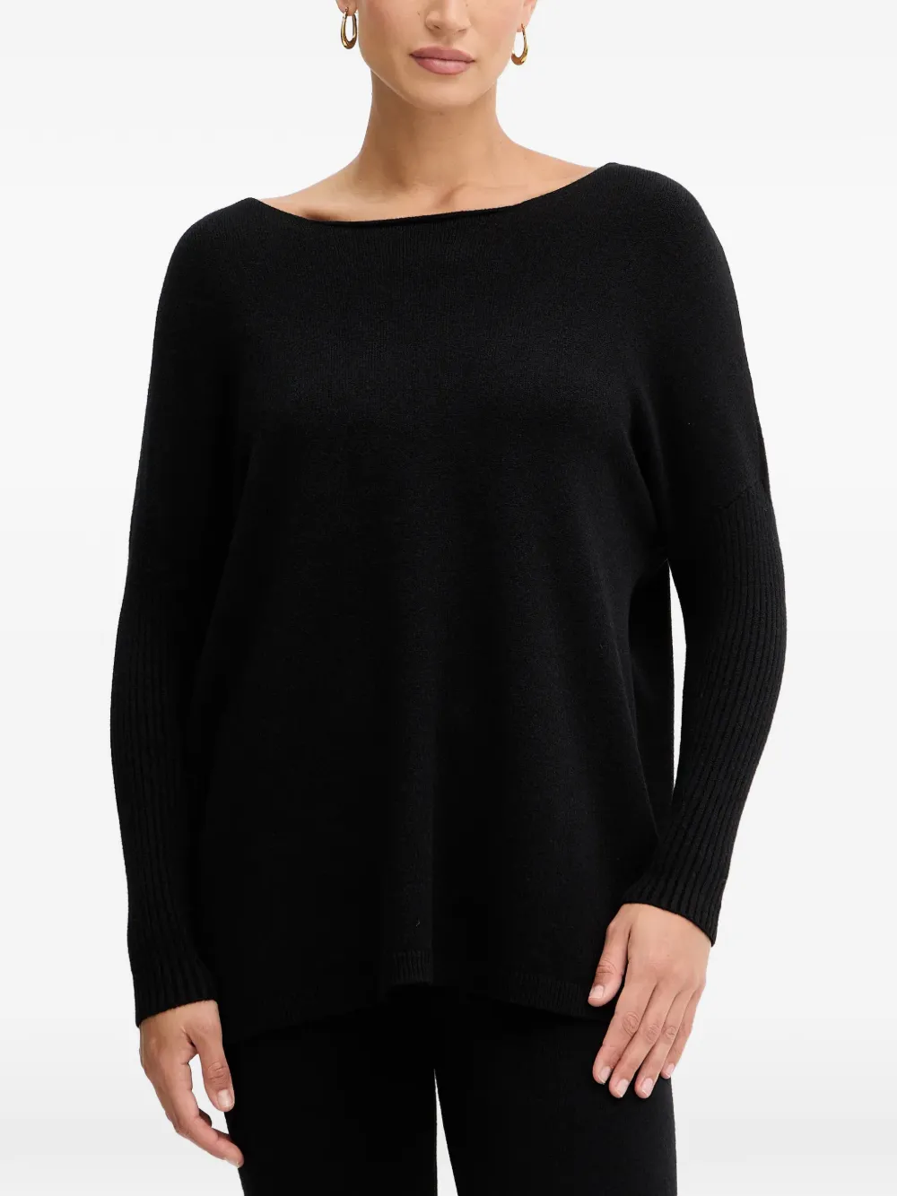 Haveone ribbed-sleeve trousers and sweater set - Nero