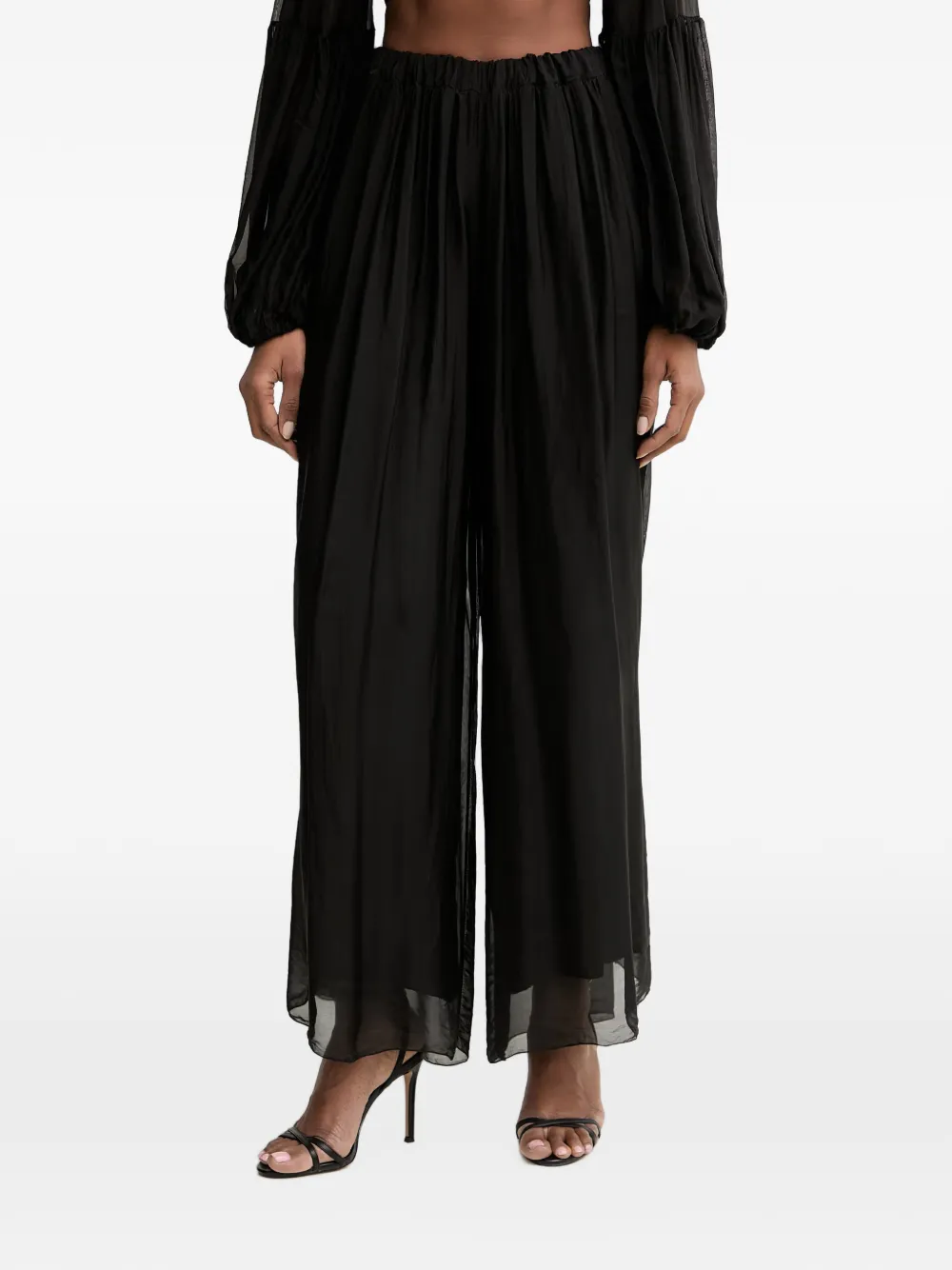 Haveone sheer pleated palazzo pants
