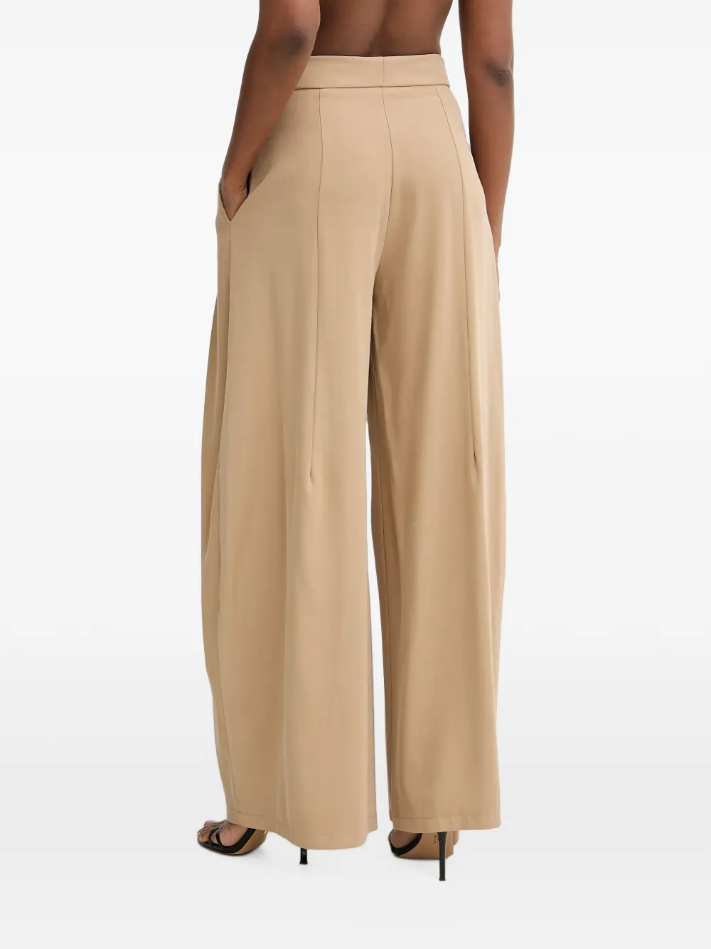Haveone Palazzo plooibroek met wijde pijpen Beige