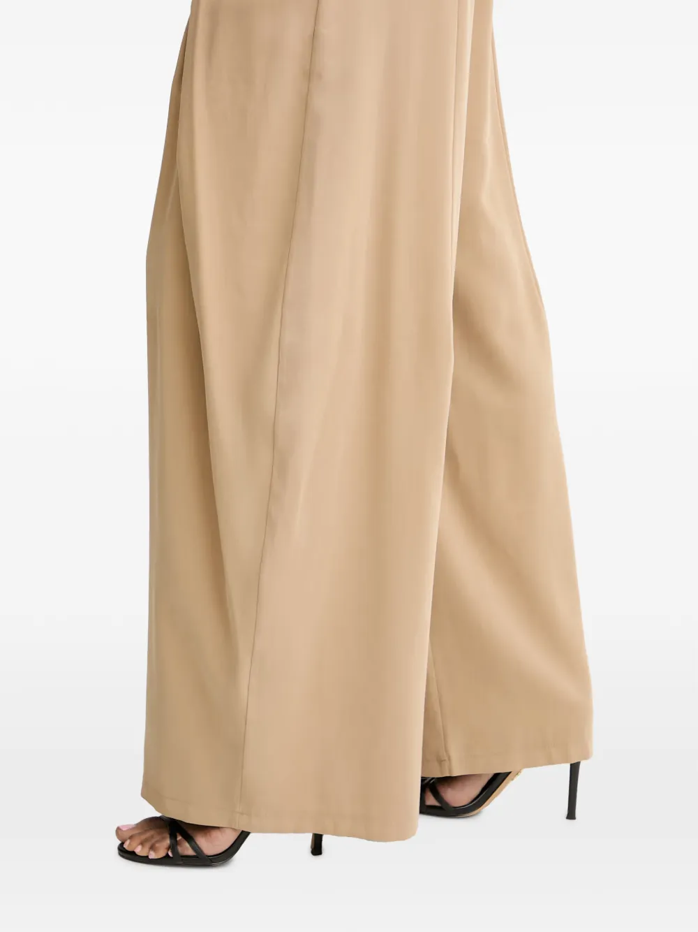 Haveone Palazzo plooibroek met wijde pijpen Beige