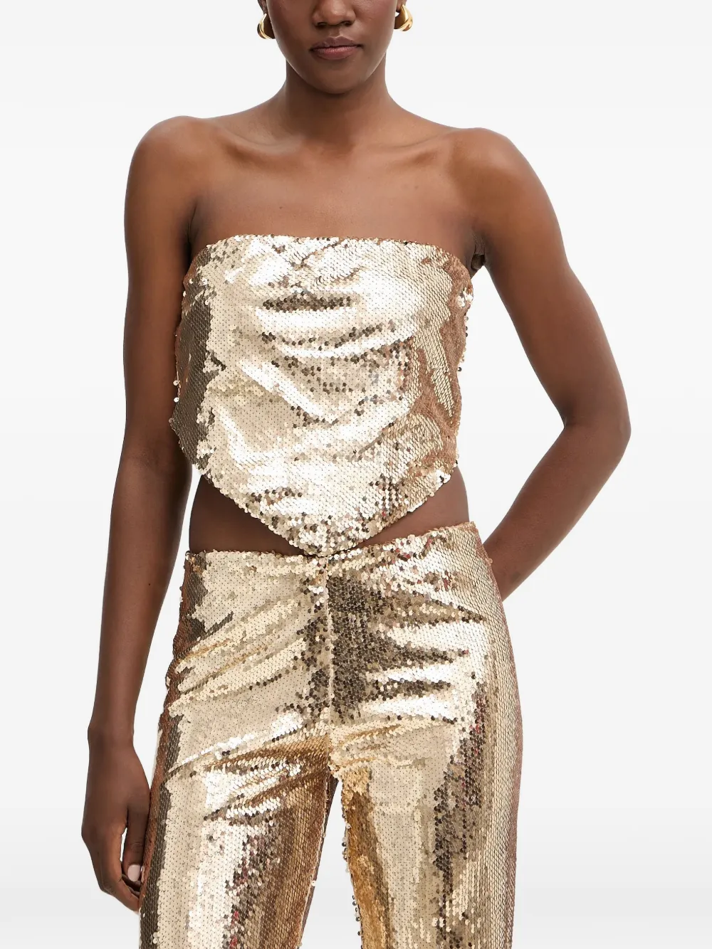 Haveone sequin-embellished strapless top - Gold