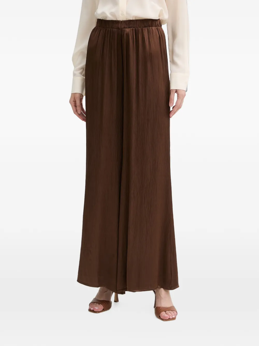 Haveone crinkled-finish palazzo pants - Marrone