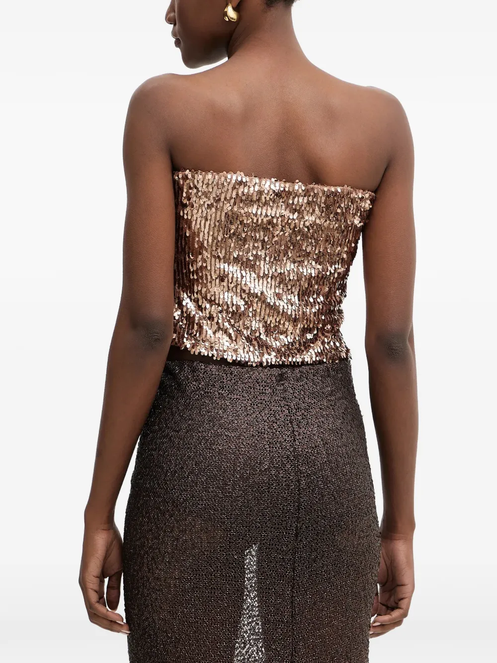 Haveone sequin-embellished bandeau top Goud