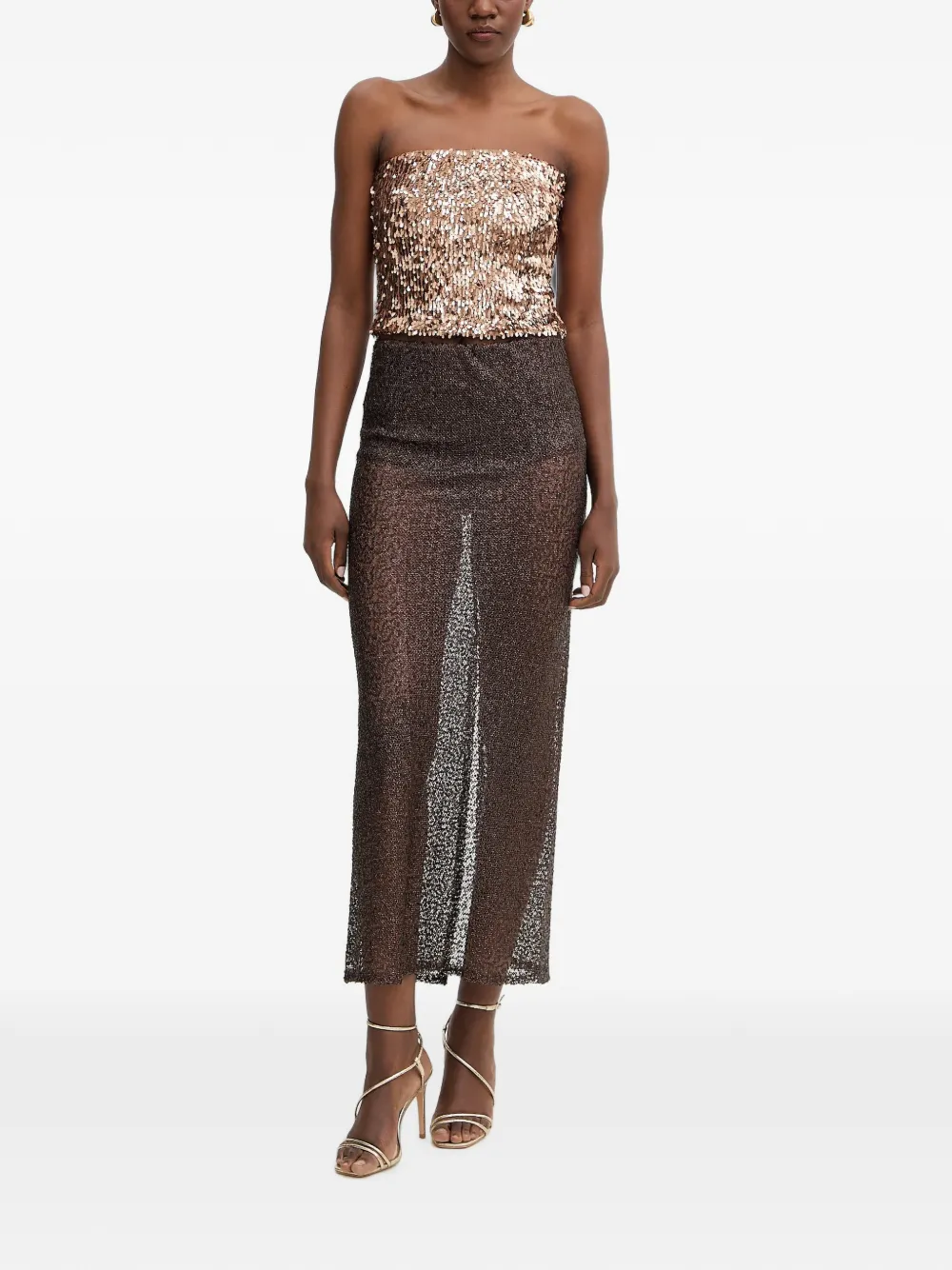 Haveone sequin-embellished bandeau top Goud