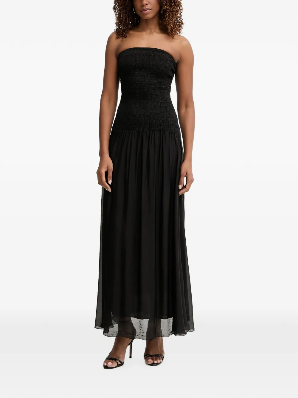 Haveone shirred strapless dress
