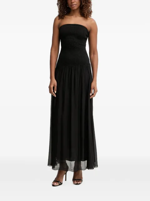 Haveone shirred strapless dress
