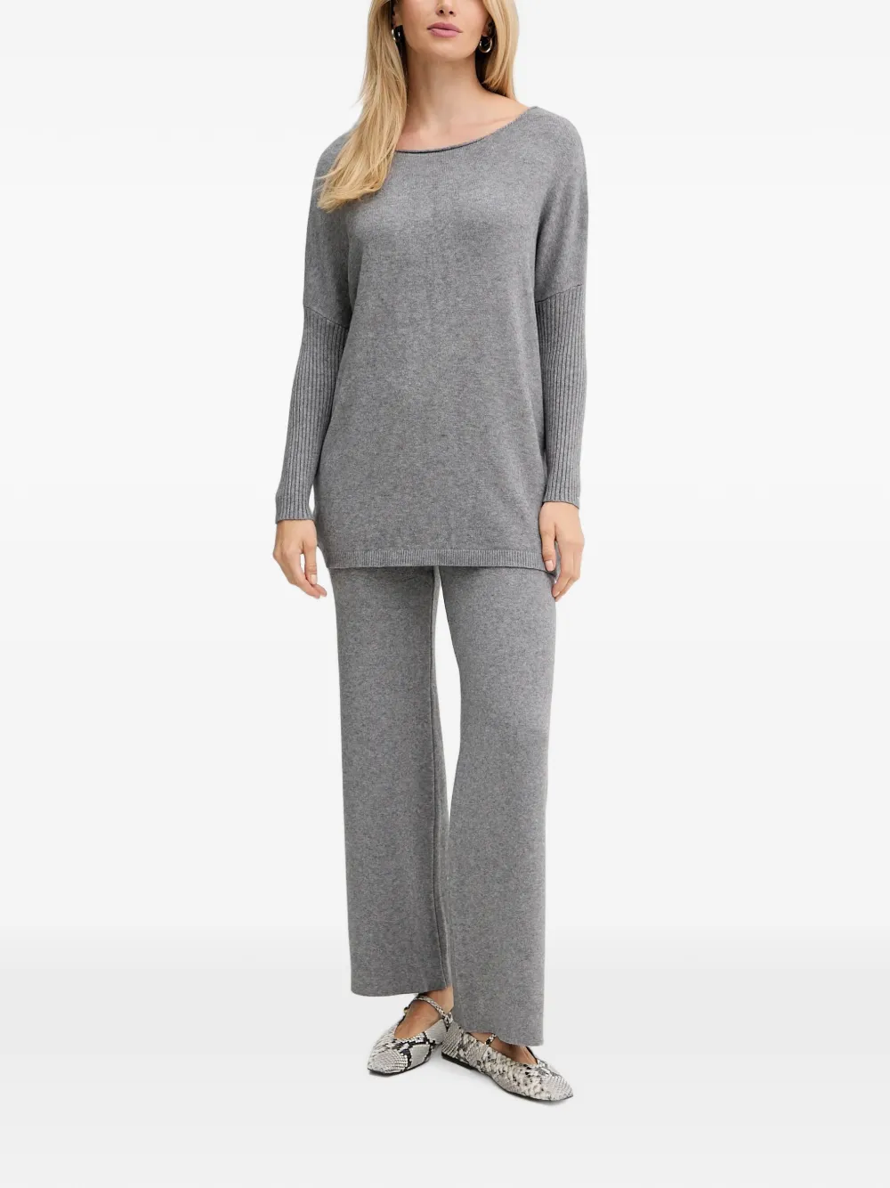 Haveone ribbed-knit trousers and sweater set - Grigio