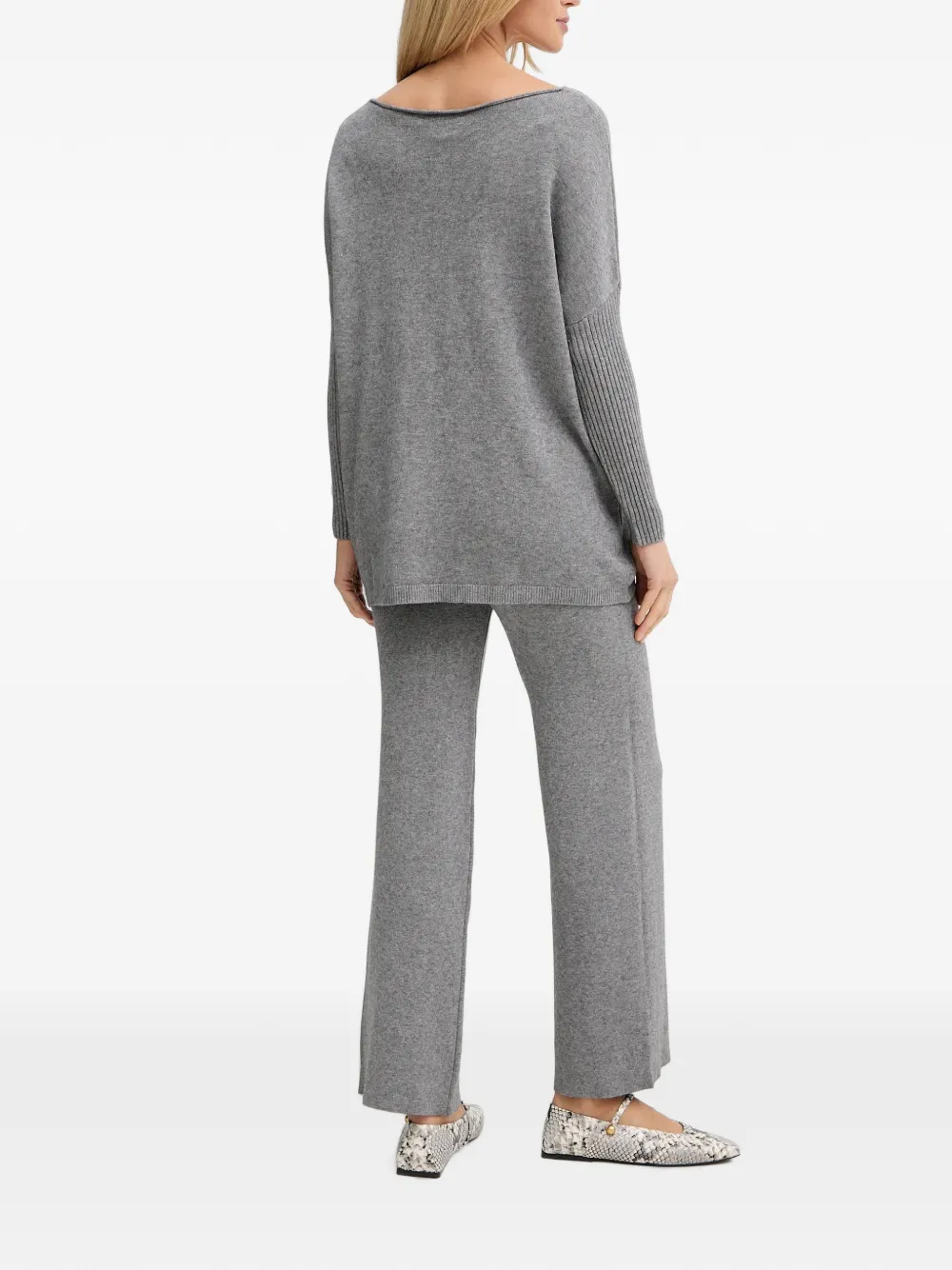 Haveone Ribgebreide broek en trui Grijs